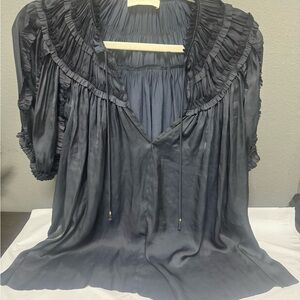 Ulla Johnson Charcoal Ruffled Blouse